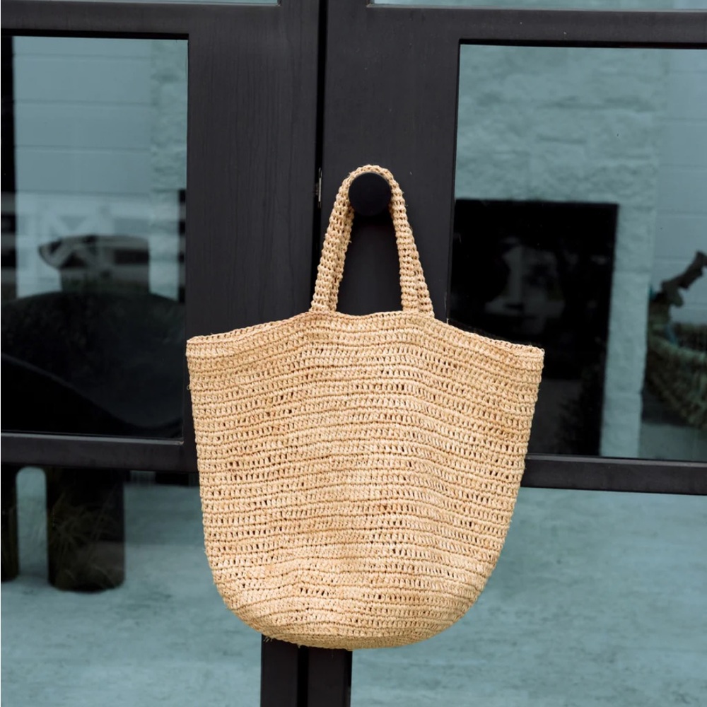 NWT Jenni kayne sold out natural raffia tote crochet - Picture 3 of 4
